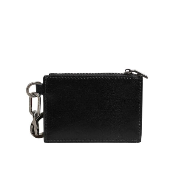 Dolce & Gabbana Black Leather Zip Logo Keyring Coin Purse Keyring Men's Wallet